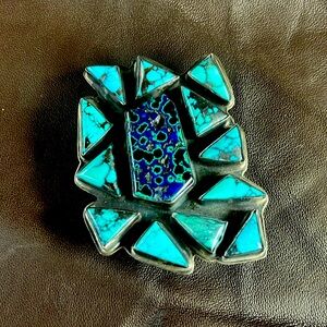 VINTAGE BOLO TURQUOISE STERLING SIGNED FROM NEW MEXICO